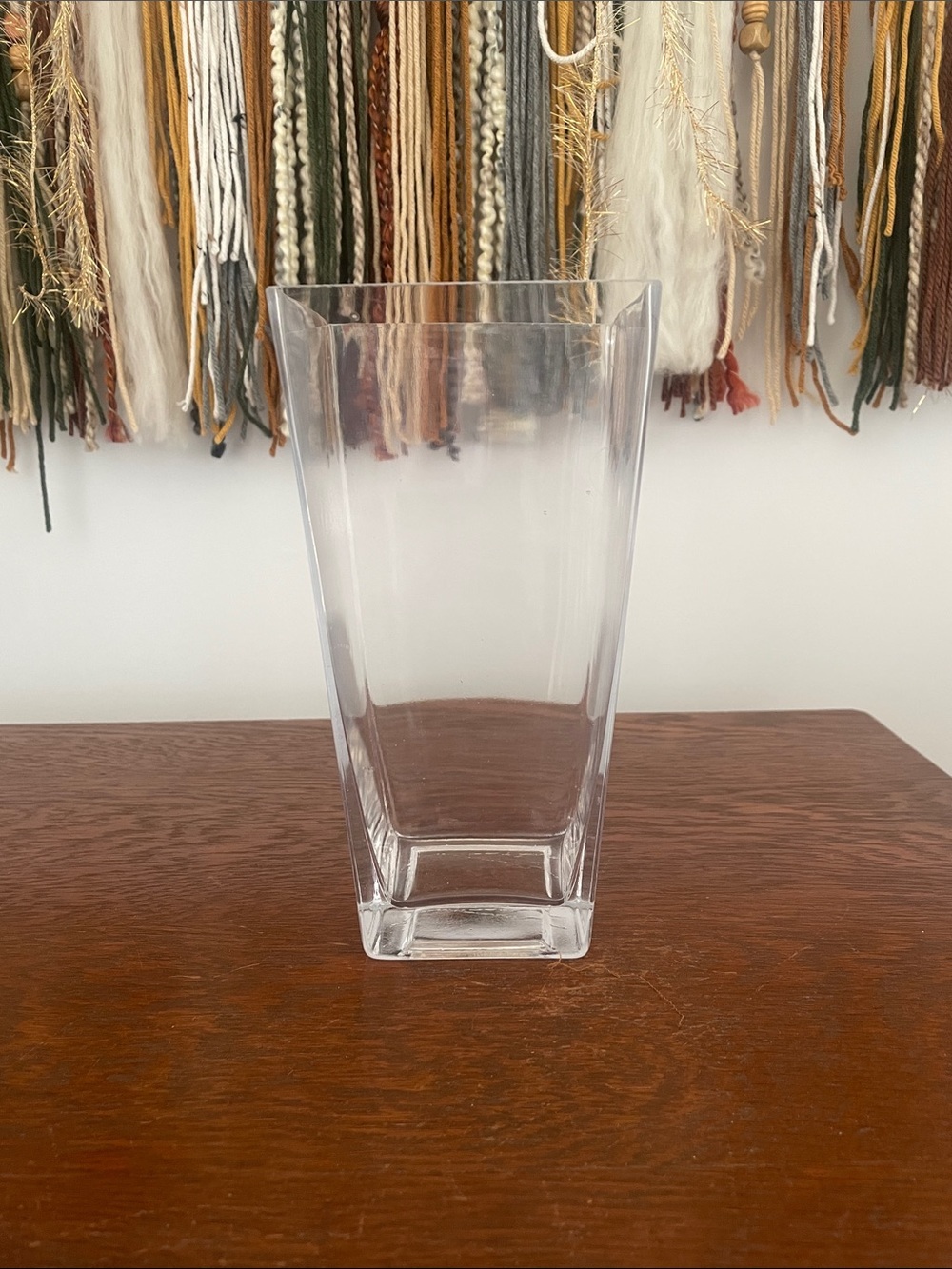 Clear glass vase - tapered square style